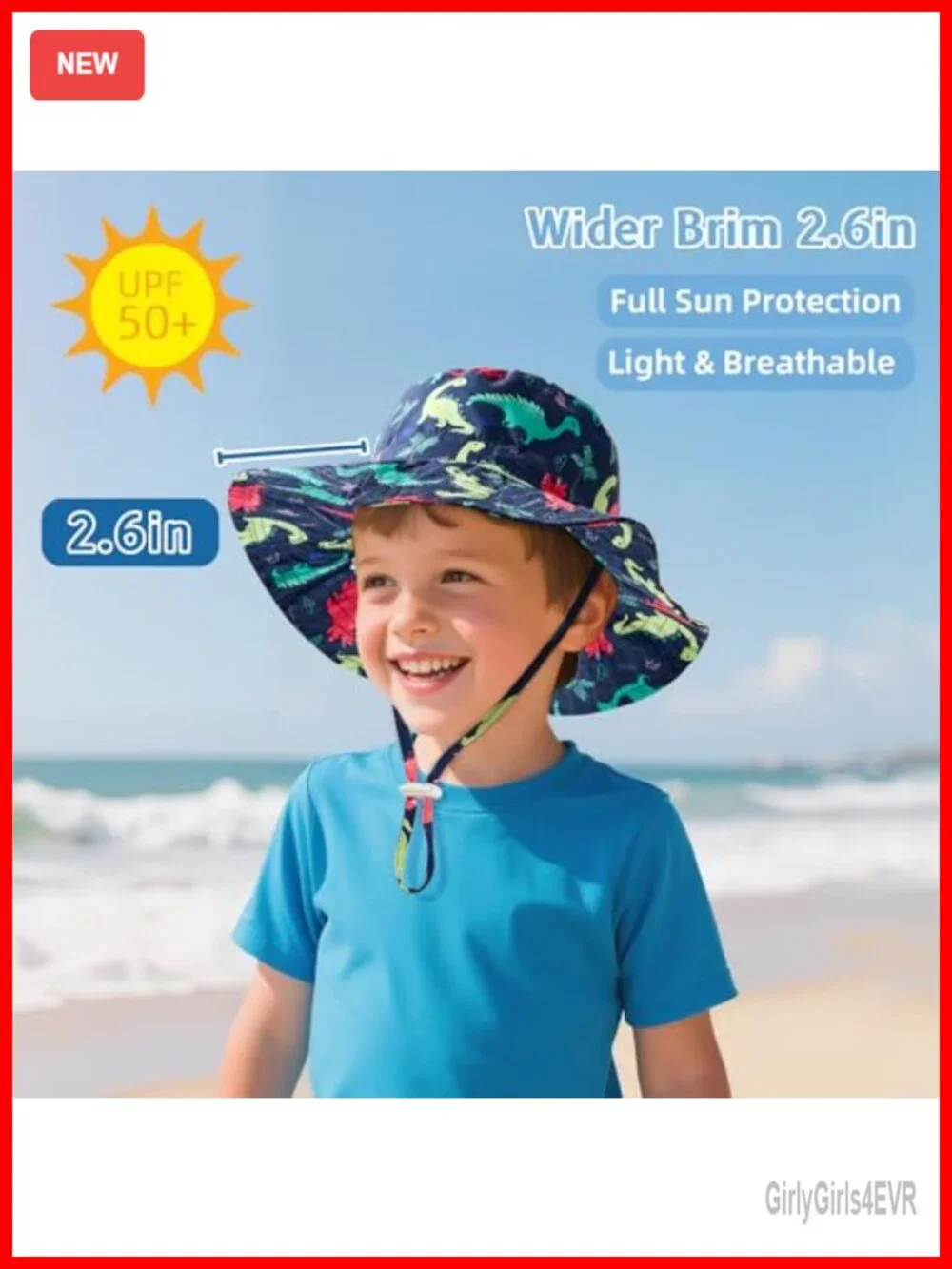 UPF 50+ Sun Protective Toddler Bucket Hat with Wide Brim for Outdoor Play